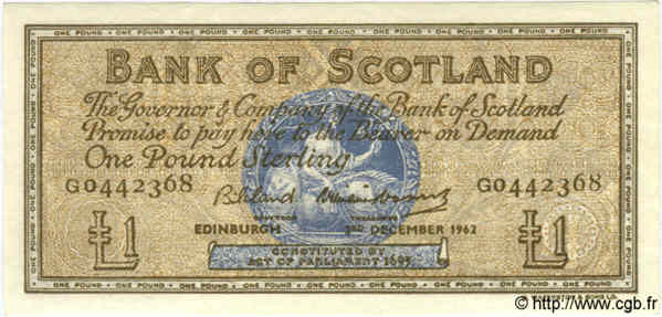 1 Pound SCOTLAND  1962 P.102a ST