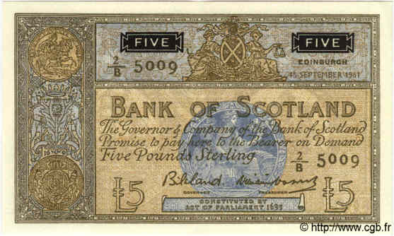5 Pounds SCOTLAND  1961 P.103 AU