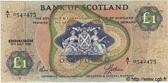 1 Pound SCOTLAND  1968 P.109a UNC