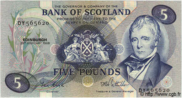 5 Pounds SCOTLAND  1988 P.112f UNC