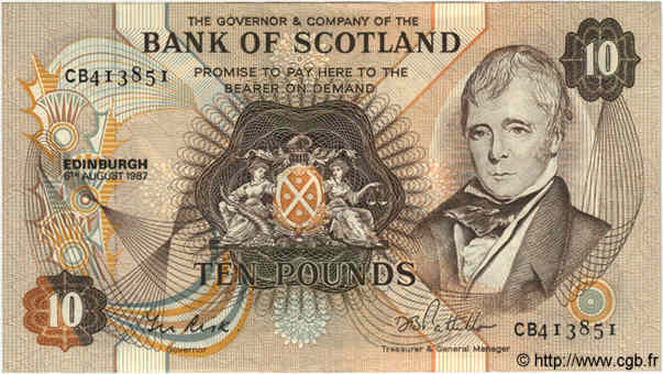 10 Pounds SCOTLAND  1987 P.113c VZ+