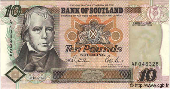 10 Pounds SCOTLAND  1995 P.120a XF-