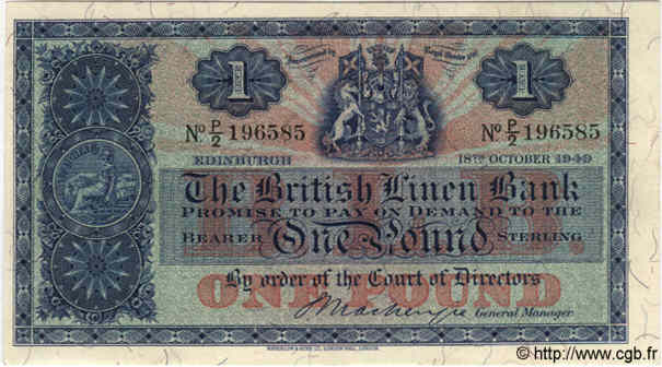 1 Pound SCOTLAND  1949 P.157c UNC