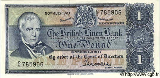 1 Pound SCOTLAND  1970 P.169b UNC