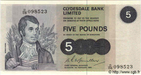 5 Pounds SCOTLAND  1980 P.205c fST