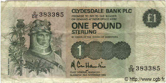 1 Pound SCOTLAND  1985 P.211c BC