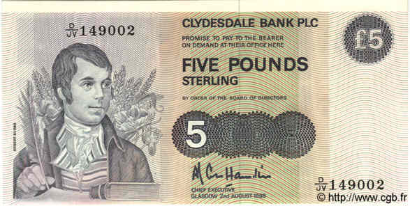 5 Pounds SCOTLAND  1988 P.212d UNC