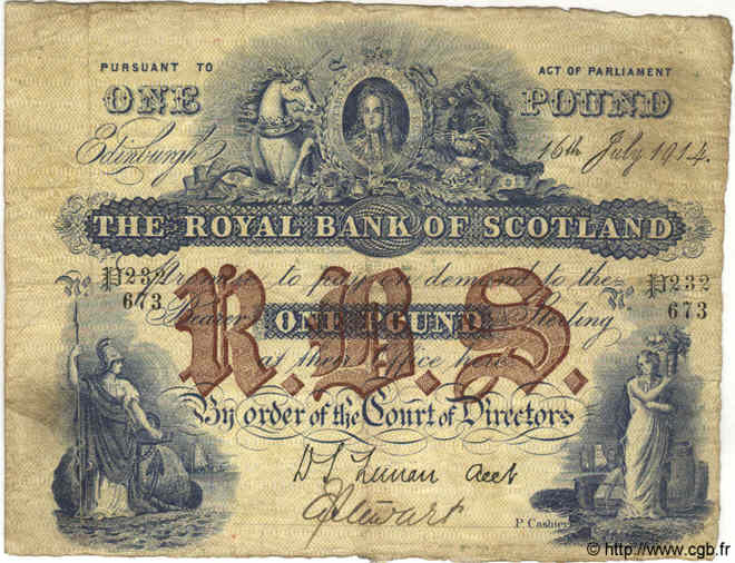 1 Pound SCOTLAND  1914 P.316d MB