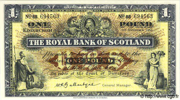 1 Pound SCOTLAND  1960 P.324b ST
