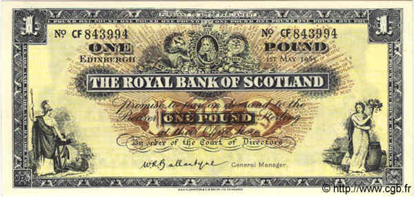 1 Pound SCOTLAND  1965 P.325a UNC-