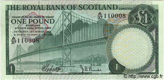1 Pound SCOTLAND  1969 P.329 UNC