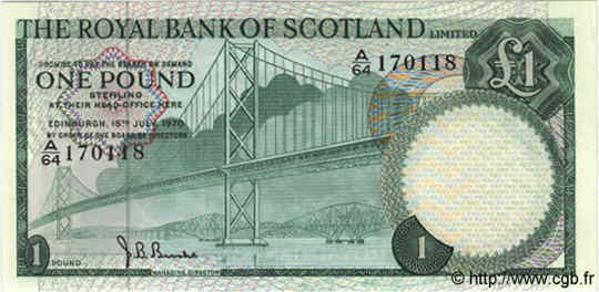 1 Pound SCOTLAND  1970 P.334 fST+