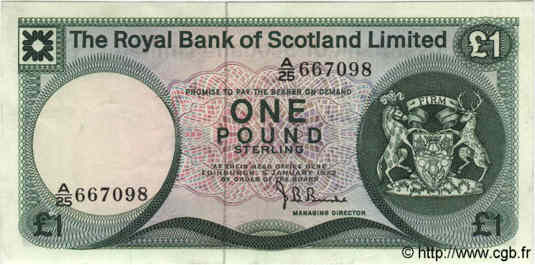 1 Pound SCOTLAND  1972 P.336 SC+
