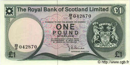 1 Pound SCOTLAND  1976 P.336 SC+