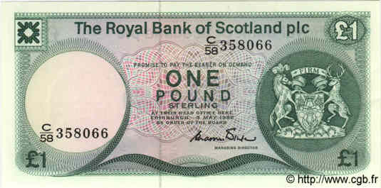 1 Pound SCOTLAND  1982 P.341a UNC