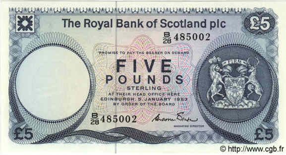 5 Pounds SCOTLAND  1983 P.342a ST
