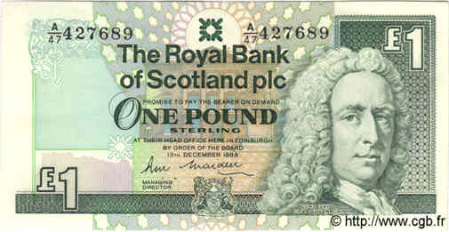 1 Pound SCOTLAND  1988 P.351a SC+