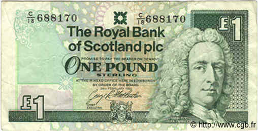 1 Pound SCOTLAND  1993 P.351c MB a BB
