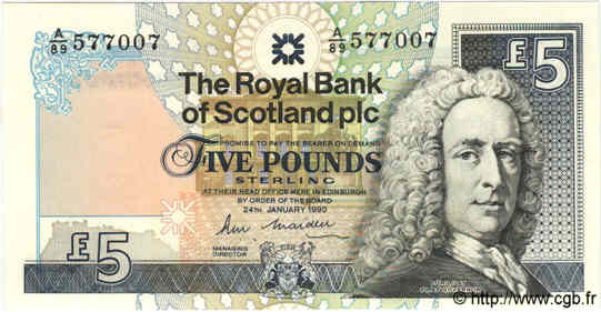 5 Pounds SCOTLAND  1990 P.352a ST