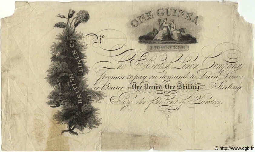 1 Guinée SCOTLAND  1821 PS.157 q.BB
