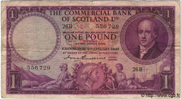 1 Pound SCOTLAND  1947 PS.332 S