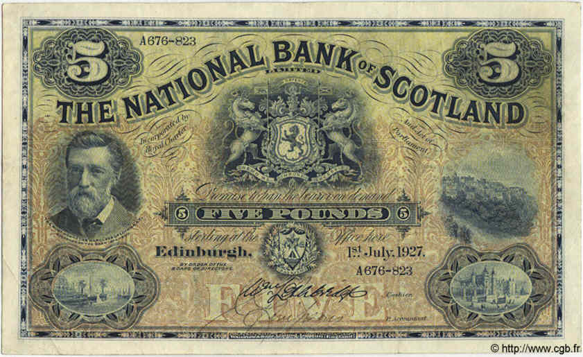 5 Pounds SCOTLAND  1927 PS.567B VF