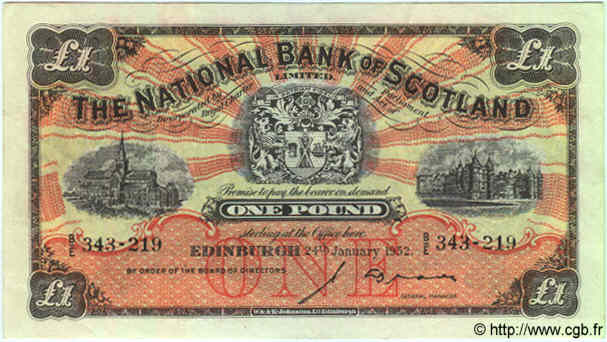 1 Pound SCOTLAND  1952 PS.570b SPL