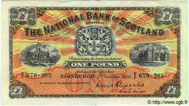 1 Pound SCOTLAND  1956 PS.570c AU