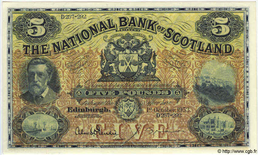 5 Pounds SCOTLAND  1953 P.259d UNC
