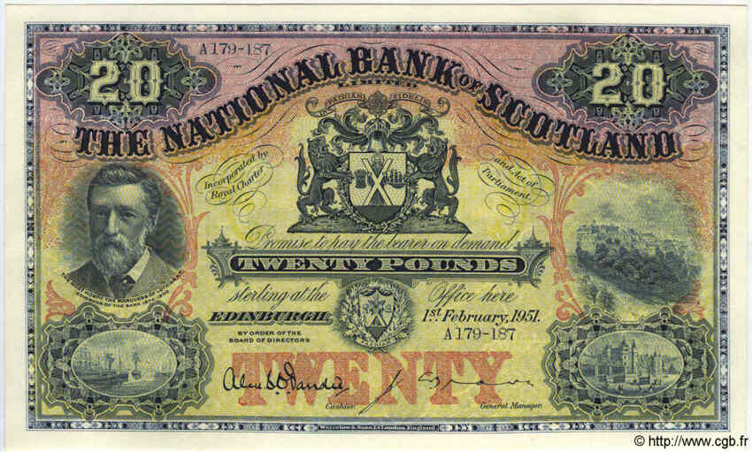 20 Pounds SCOTLAND  1951 PS.572 ST
