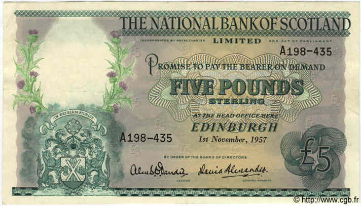 5 Pounds SCOTLAND  1957 PS.574 VZ