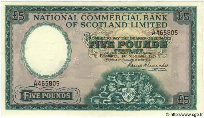 5 Pounds SCOTLAND  1959 PS.592 AU