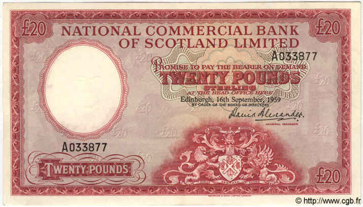 20 Pounds SCOTLAND  1959 PS.593 XF