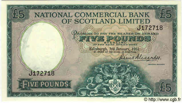 5 Pounds SCOTLAND  1961 PS.596 UNC