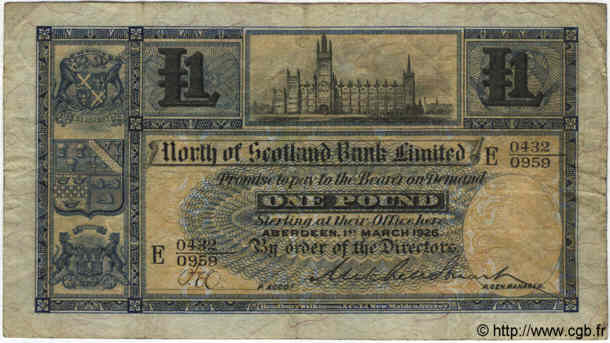 1 Pound SCOTLAND  1926 PS.638a F