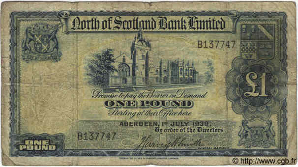 1 Pound SCOTLAND  1939 PS.644 q.MB