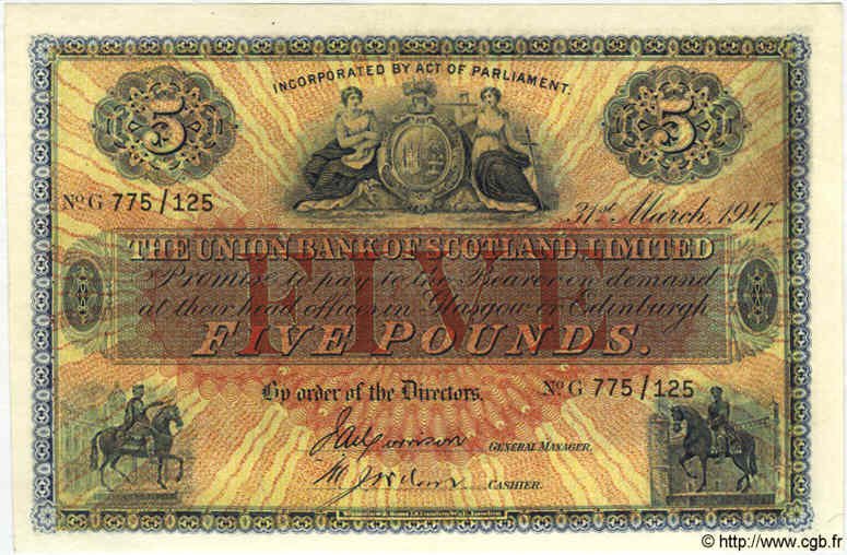 5 Pounds SCOTLAND  1947 PS.811d VF+