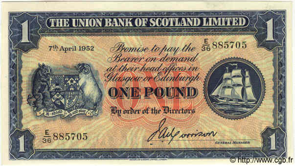 1 Pound SCOTLAND  1952 PS.816a ST