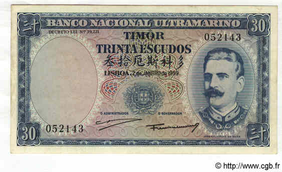 30 Escudos TIMOR  1959 P.22a EBC+