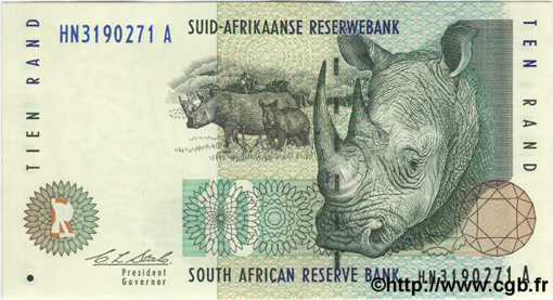 10  Rand SOUTH AFRICA  1993 P.123 UNC