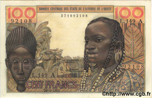 100  Francs ESTADOS DEL OESTE AFRICANO  1961 P.101Ab FDC
