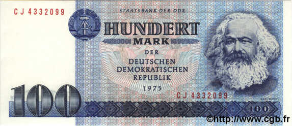 100 Mark GERMAN DEMOCRATIC REPUBLIC  1975 P.31a UNC