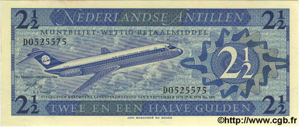 2 ½ Gulden NETHERLANDS ANTILLES  1970 P.21 FDC