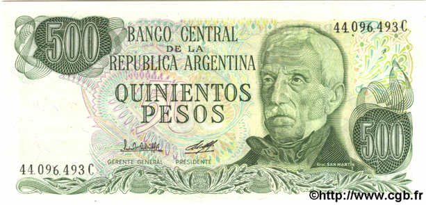 500 Pesos ARGENTINA  1982 P.303b FDC