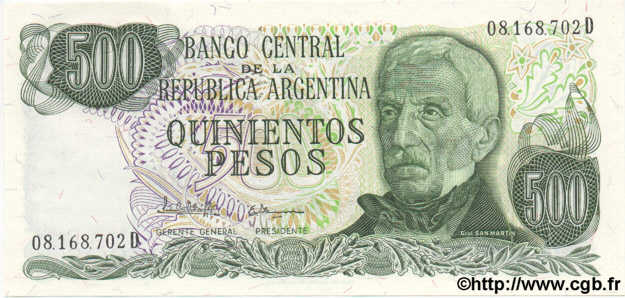 500 Pesos ARGENTINA  1982 P.303c FDC