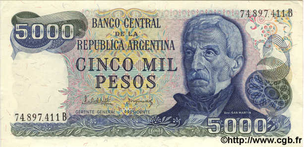 5000 Pesos ARGENTINIEN  1977 P.305b ST