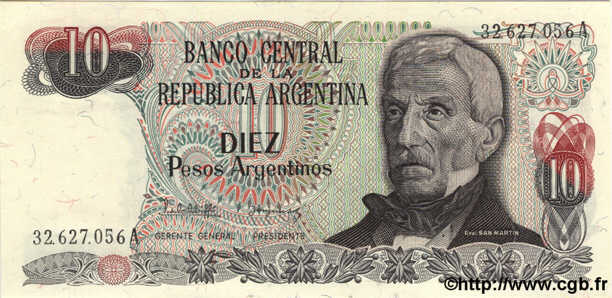 10 Pesos Argentinos ARGENTINA  1983 P.313 FDC