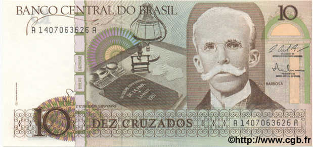 10 Cruzados BRAZIL  1987 P.209b UNC