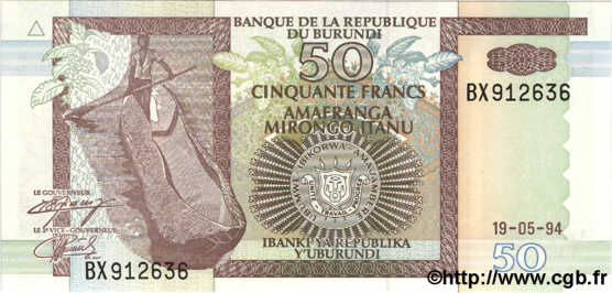 50 Francs BURUNDI  1994 P.36 FDC
