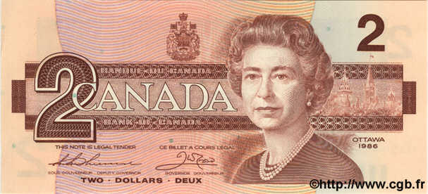2 Dollars CANADA  1986 P.094b UNC